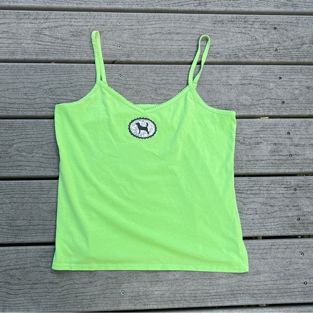 Kim Rogers: Lime Green Camisole Top w/ Dog Detail. Women’s Size Large.